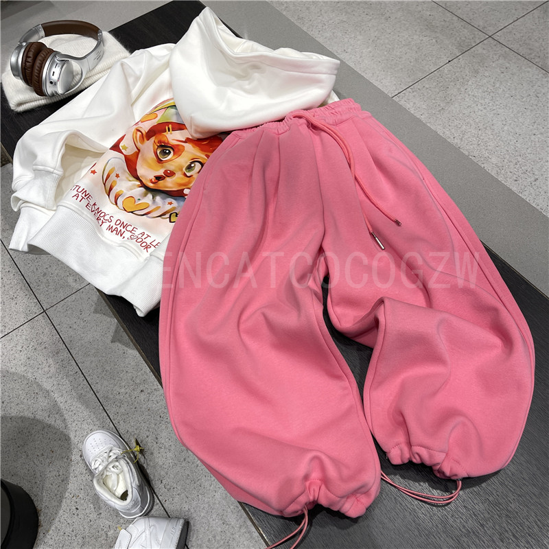 【年末大清仓】儿童男女童亲子百搭长裤潮流粉色拖地裤加厚裤子