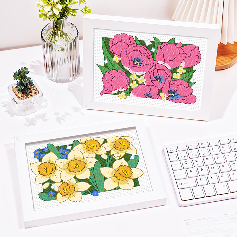 花花系列钻石画解压花朵钻石画贴送妈妈老师手工diy卡通送相框