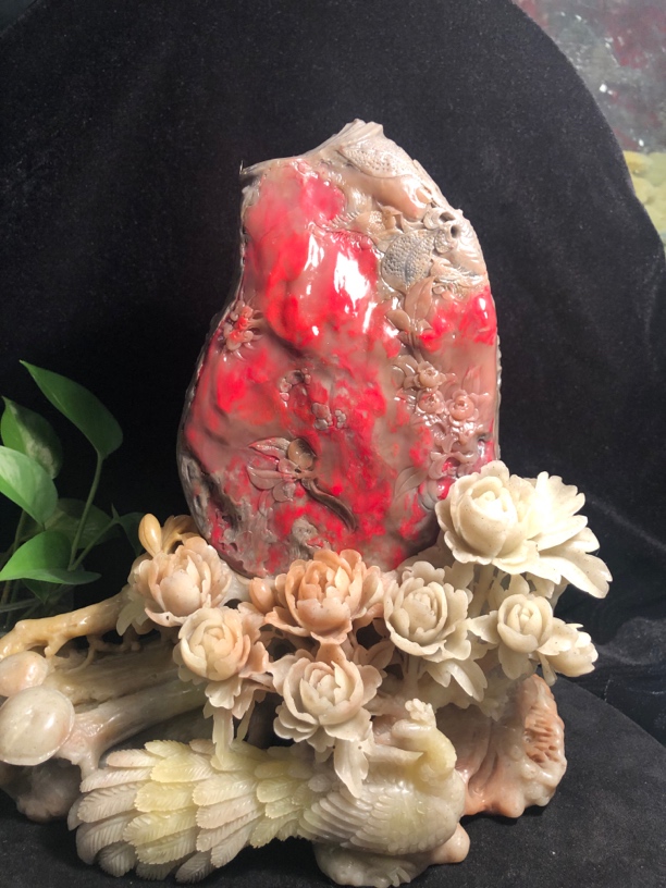 昌化鸡血石，精品摆件，《花开富贵》自产自销，一手货源藏品
