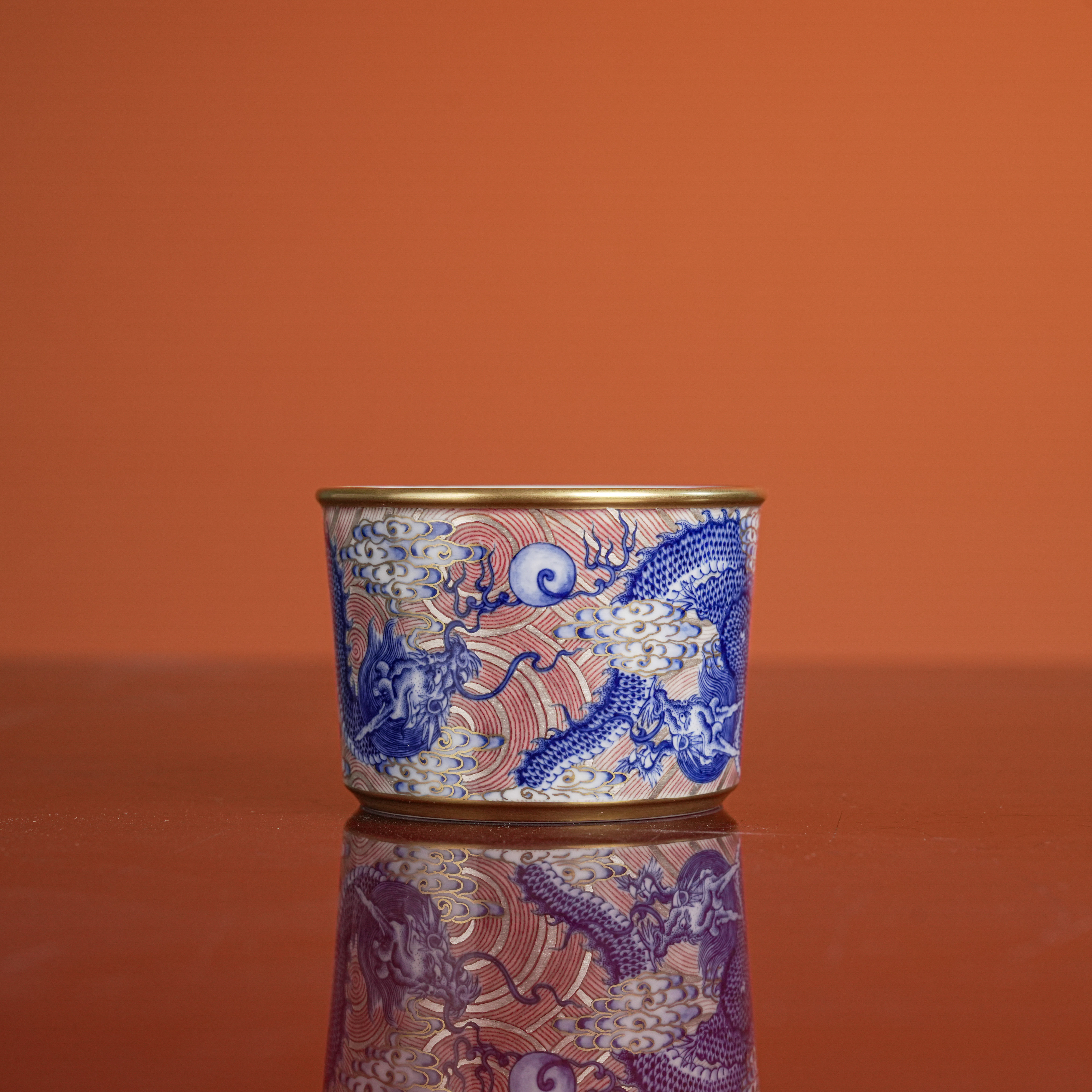 毅品雅玩 金银双龙杯 手作茶杯景德镇名窑口精品陶瓷高端茶器