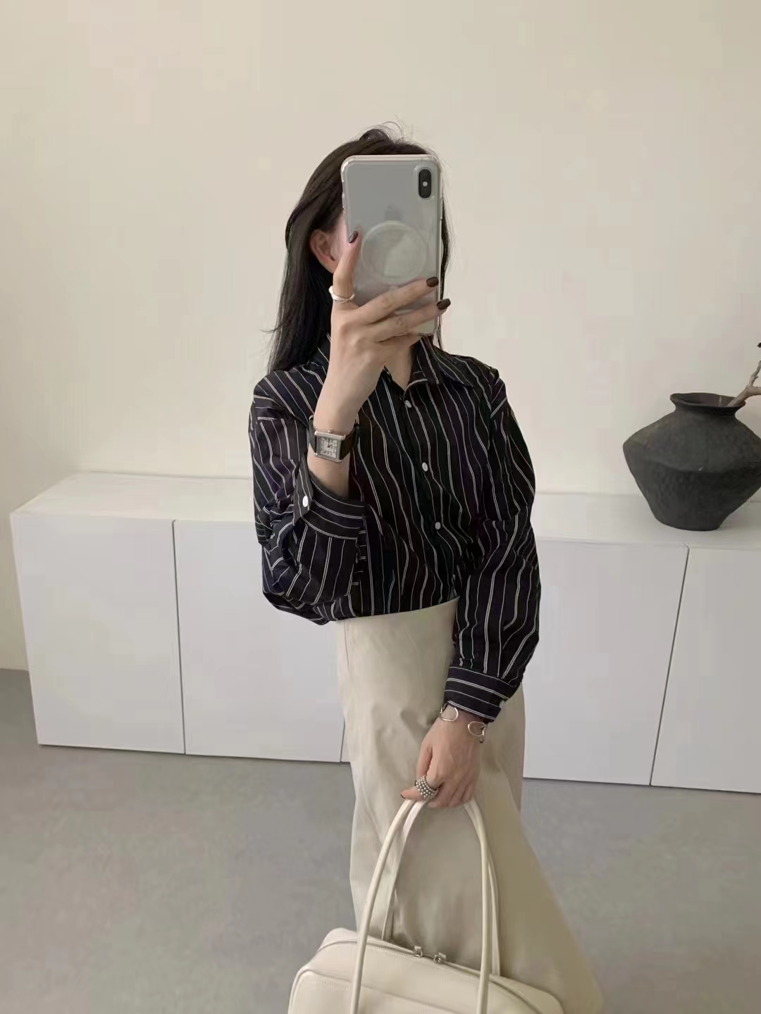 DJ（30586#库）韩版复古条纹村衣 KC