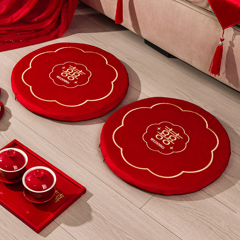 结婚跪垫敬茶改口跪拜垫子新郎新娘磕头敬茶改口婚庆喜垫一对