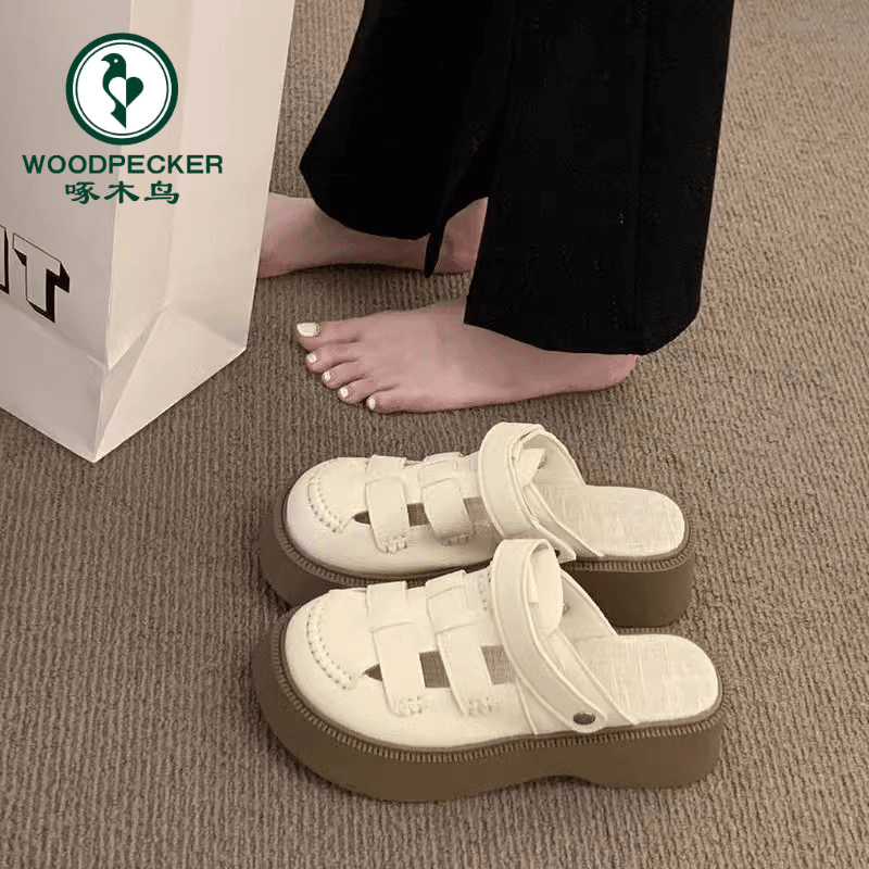 啄木鸟鞋子女ins潮牌百搭镂空包头凉鞋罗马时尚两穿拖鞋女鞋外穿