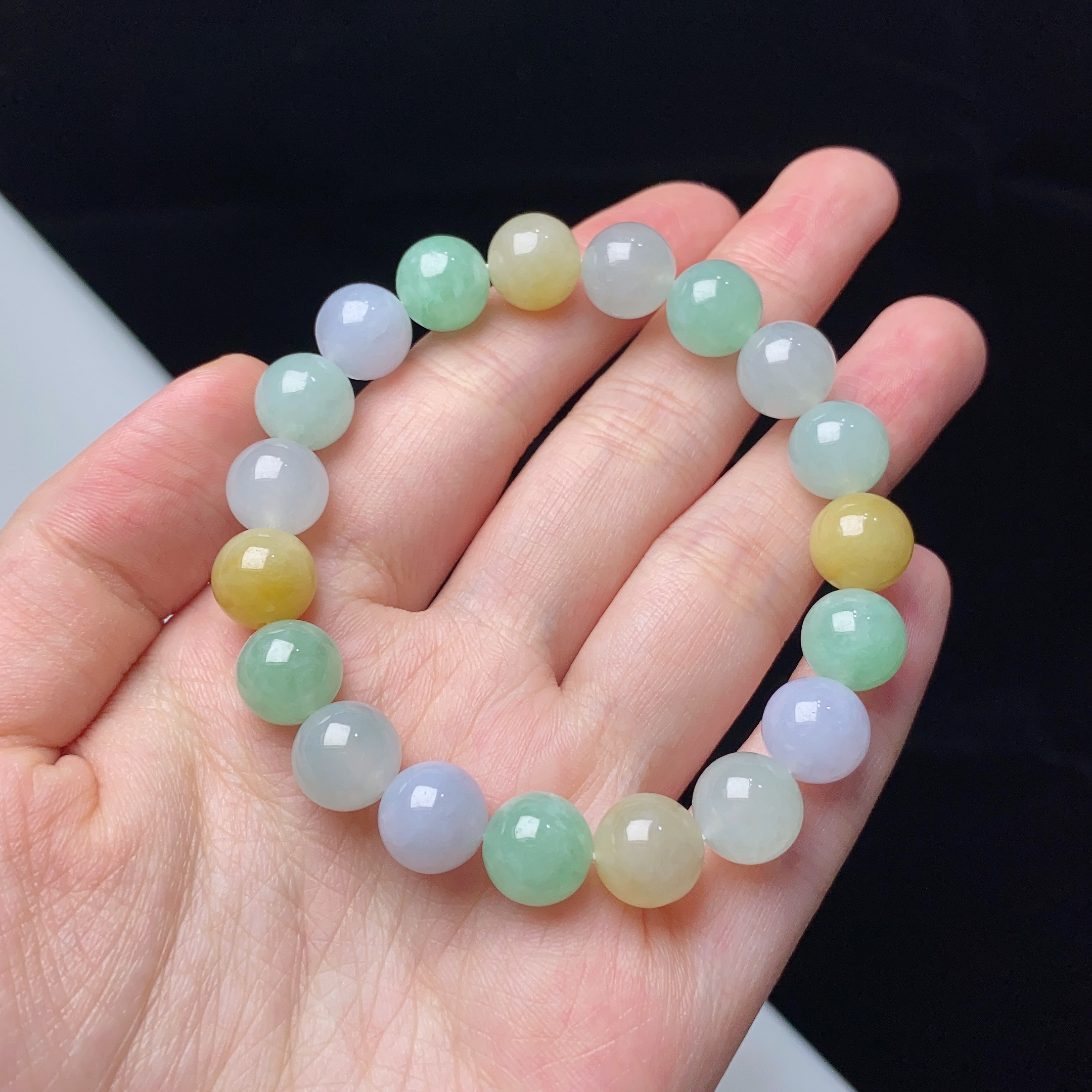 天然缅甸A货翡翠冰种多宝手链卡10mm