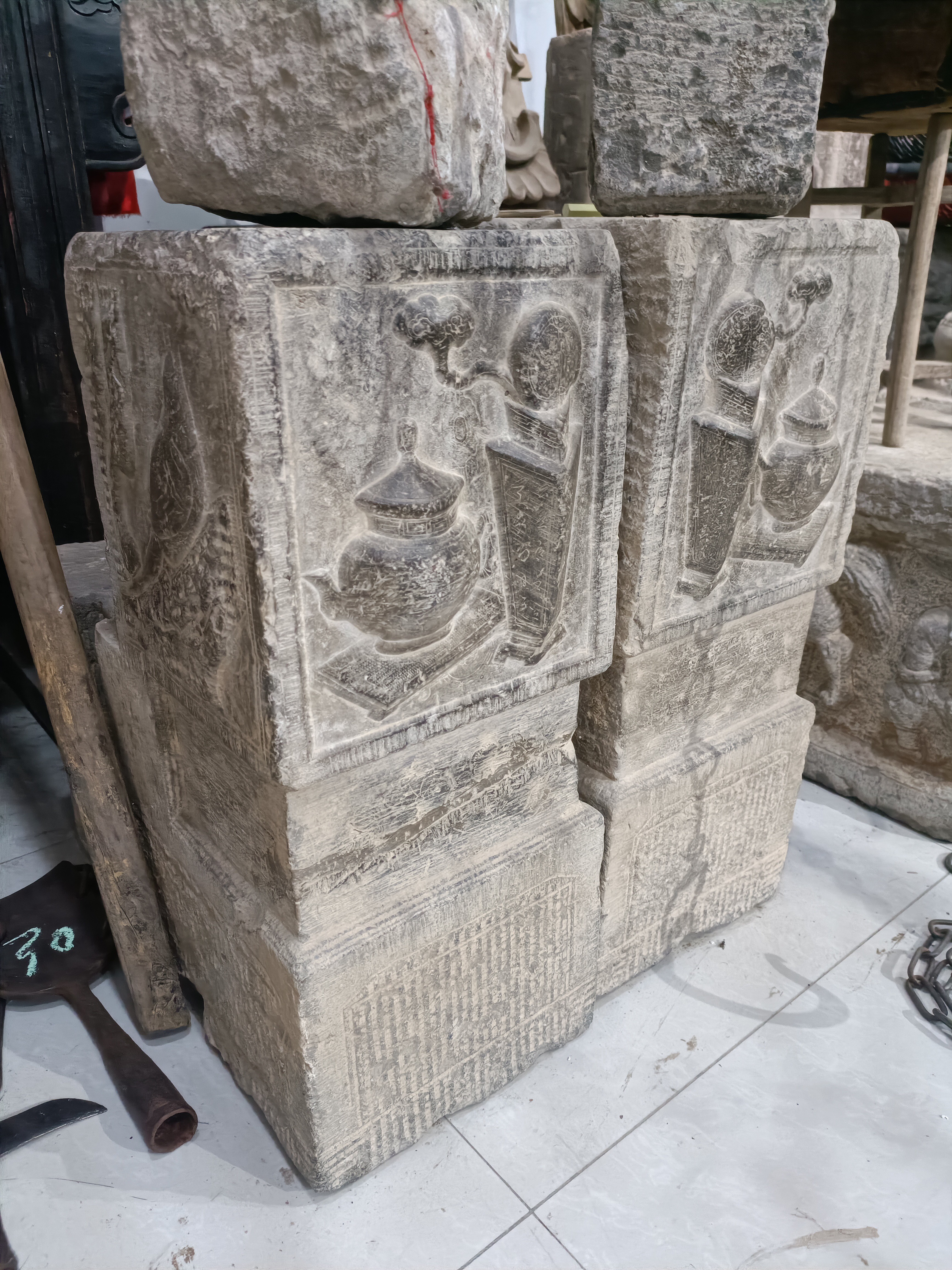 清代四平门墩石   