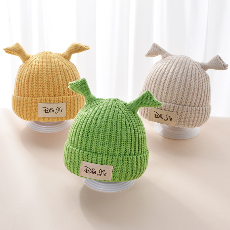 韩版婴儿帽子秋冬宝宝毛线帽痞幼同款男女童针织帽单层儿童套头帽