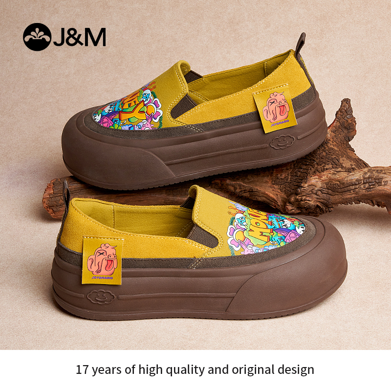 J&M/快乐玛丽原创一脚蹬懒人韩系秋季板鞋休闲卡通一脚蹬女87972W