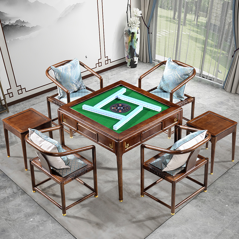 新中式实木麻将桌餐桌两用饭桌一体电动麻将机全自动家用机麻家用