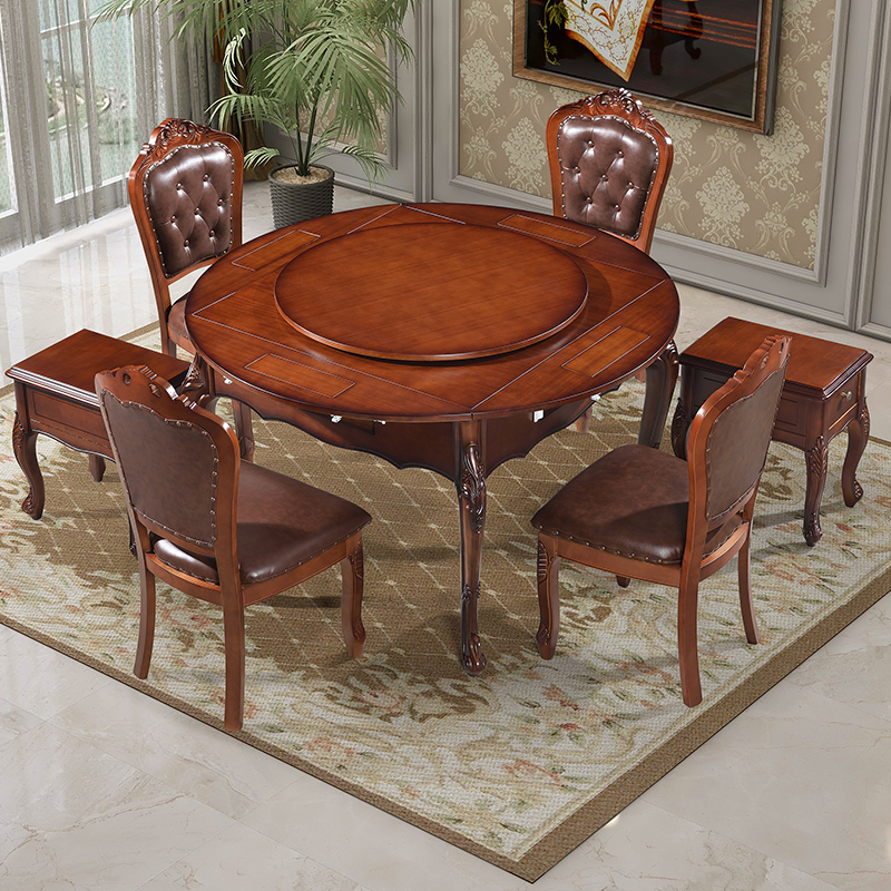 最新款圆桌欧式实木高端电动全自动可折叠餐麻两用一体麻将机