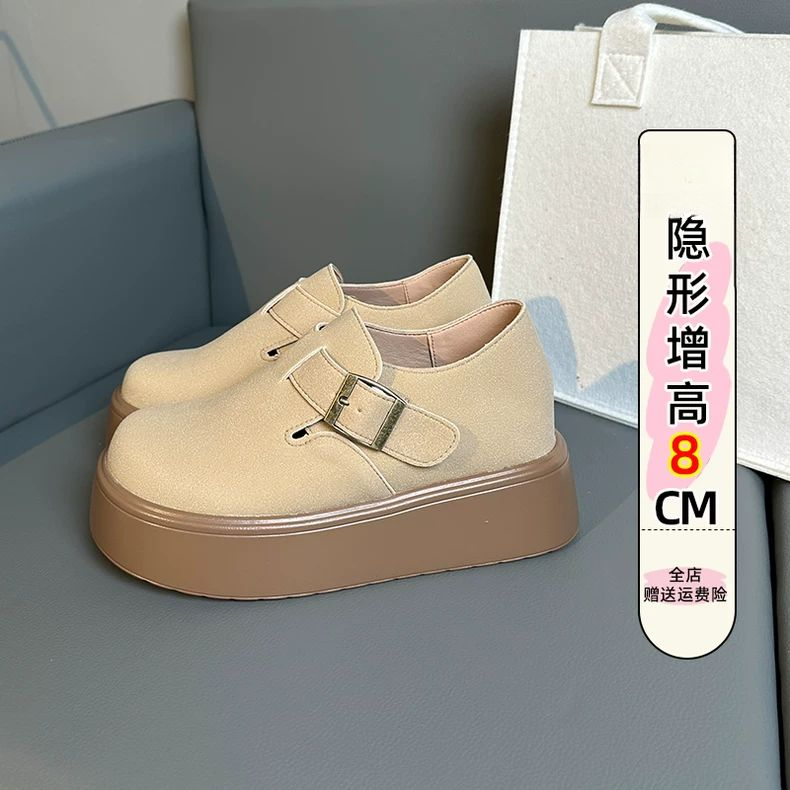超轻不累脚~小个子内增高8CM加绒勃肯鞋女一脚蹬全包博肯豆豆鞋女