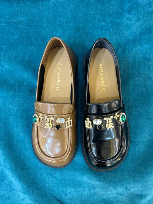 漫步佳人乐福鞋女鞋时尚休闲方头百搭低跟真皮