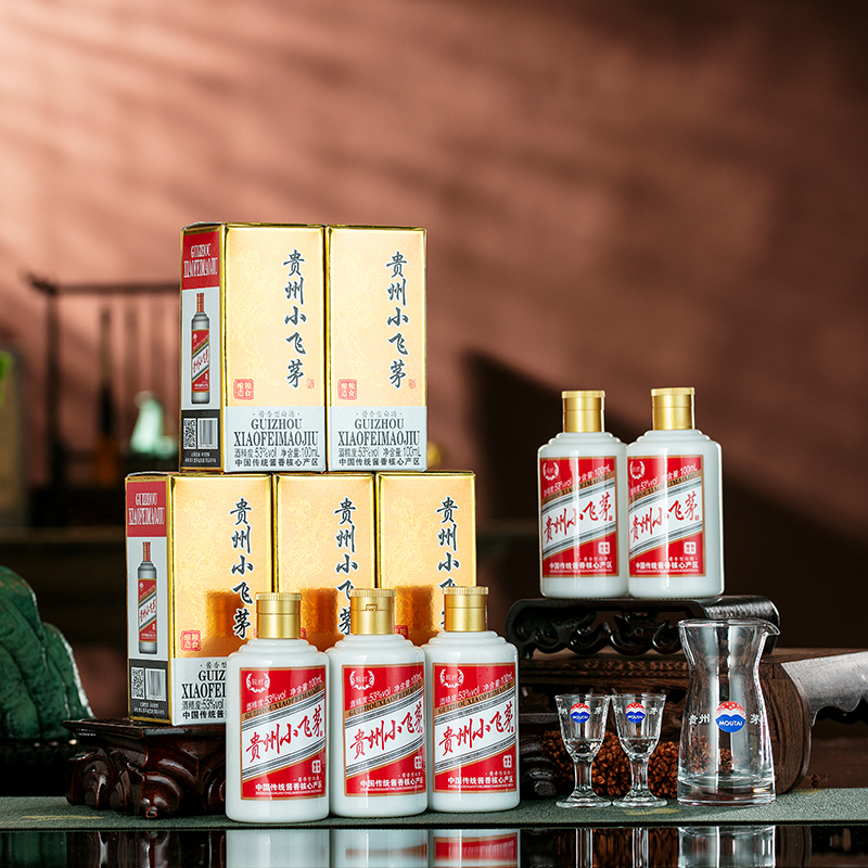 南山行贵州53度小飞茅酱香型白酒礼盒精装100ML*5瓶套装53度