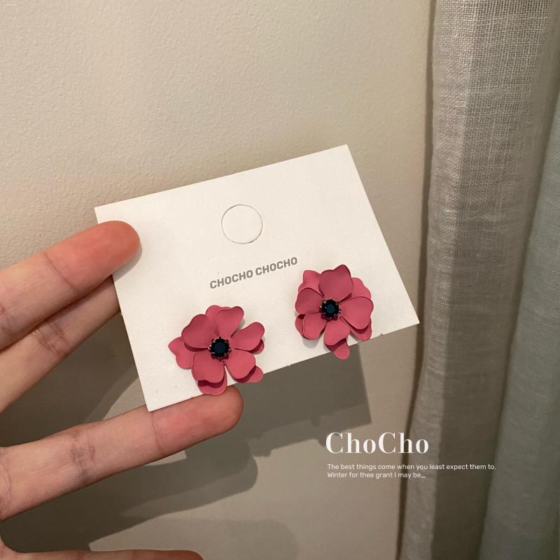 大花朵耳钉简约时尚精致潮女设计百搭耳饰轻奢个性气质小众显白