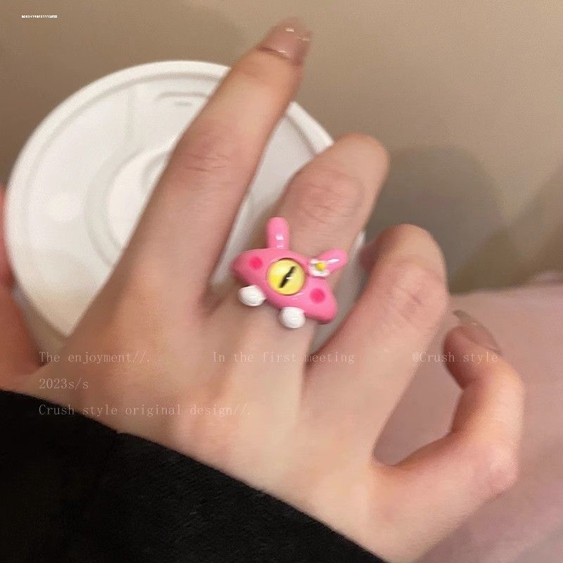 童趣怪兽趣怪情侣指环百搭独眼饰品可调猫咪个性小众可爱戒指搞怪