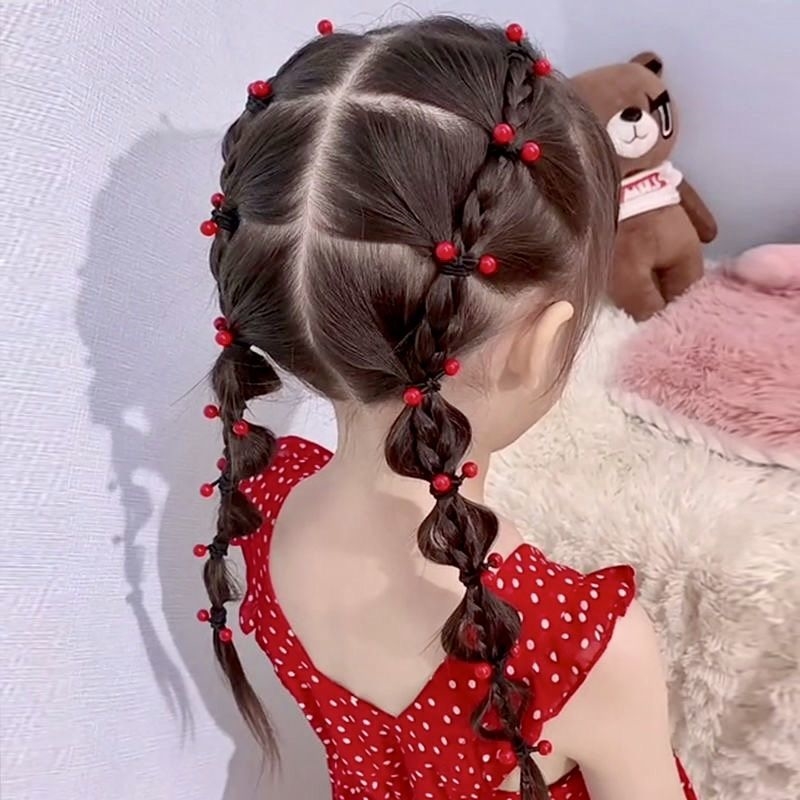 橡皮筋儿童马尾红豆小女孩高弹力可爱啾啾不伤发ins时尚百搭爱儿