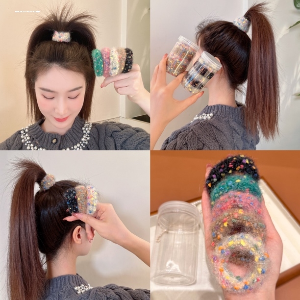 高弹力彩色发圈2023简约加粗洋气耐用头饰女生气质新款秋冬糖果色