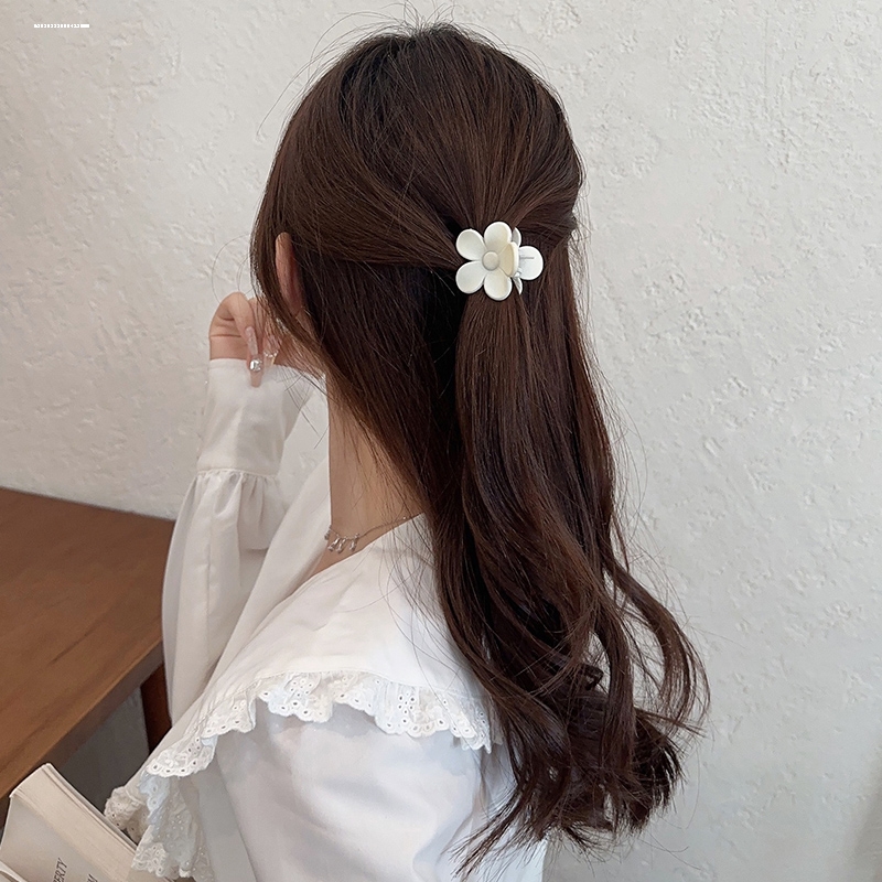 少女心后脑勺花朵日韩可爱气质小花朵抓夹简约日常侧边夹黑色饰品