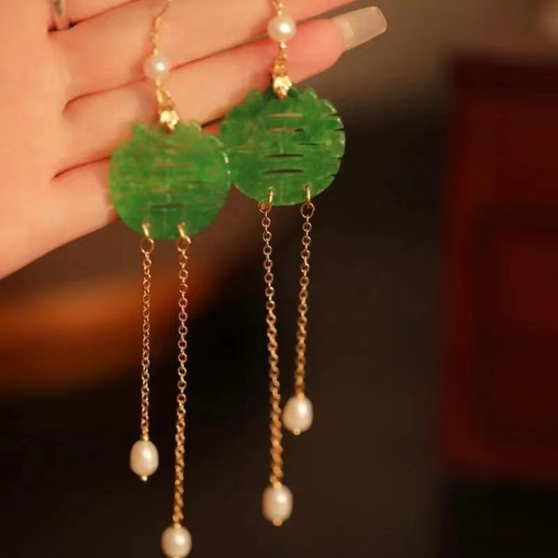 非金属树脂耳饰 sp长款流苏新中式气质高级民族古风端庄个性耳环