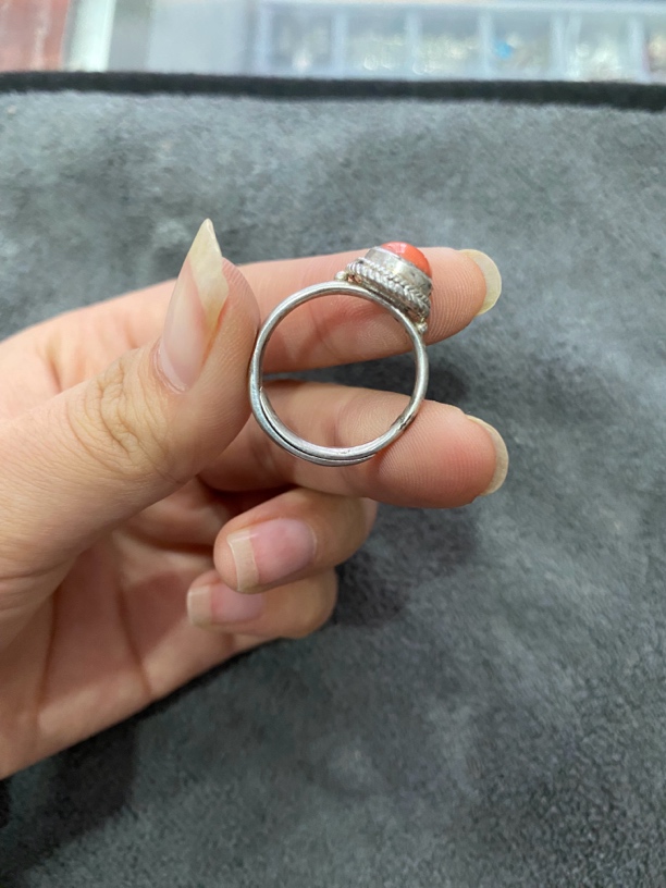 足银戒指 纯手工制作莫莫戒指银色指环银制镶嵌银戒可调节
