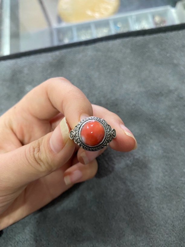 足银戒指 纯银戒指纯手工制作戒指莫莫料银制品民族风镶嵌复古