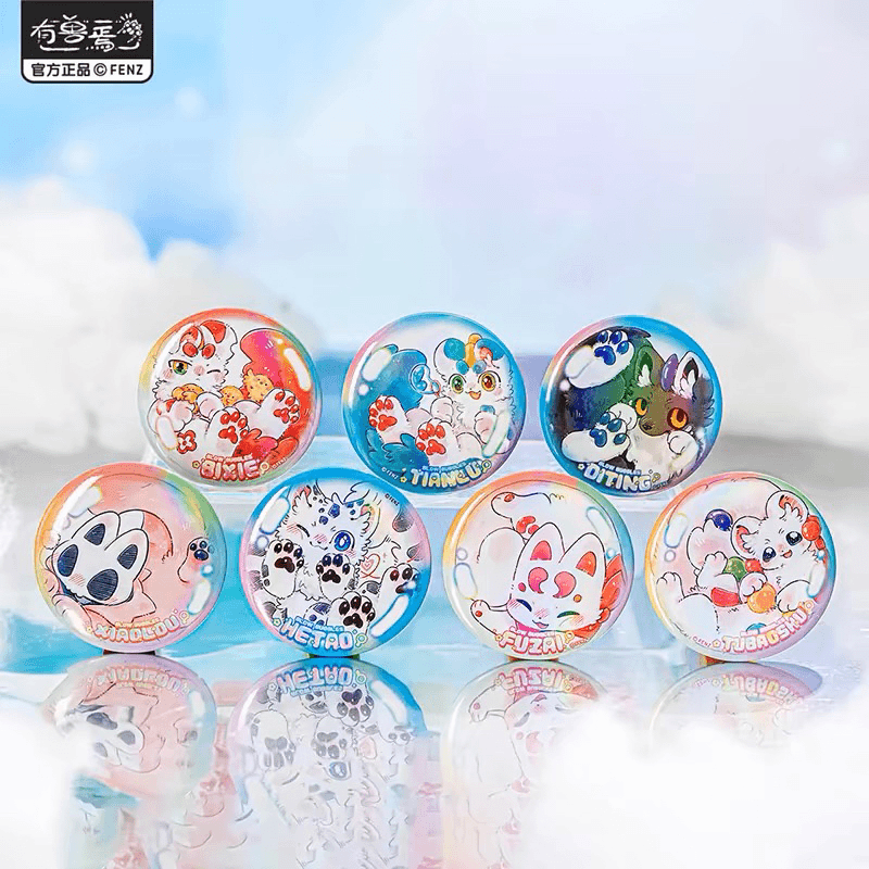 非人哉 有兽焉吹泡泡系列马口铁徽章58mm素面镭射吧唧