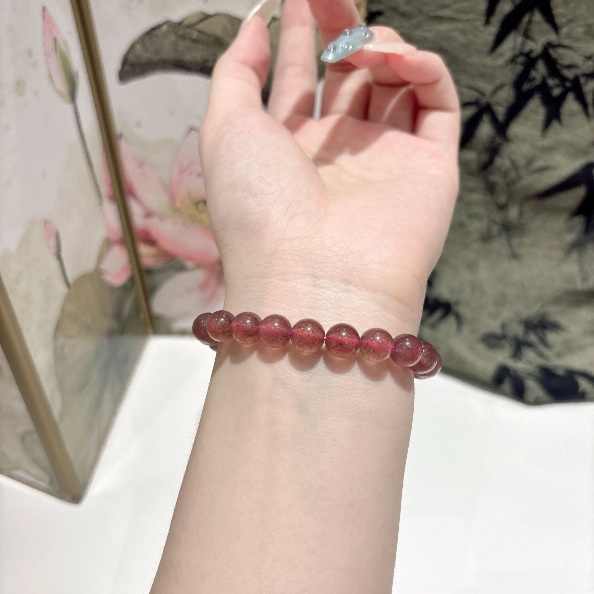 天然草莓晶手串简约单圈女款多样性发其一