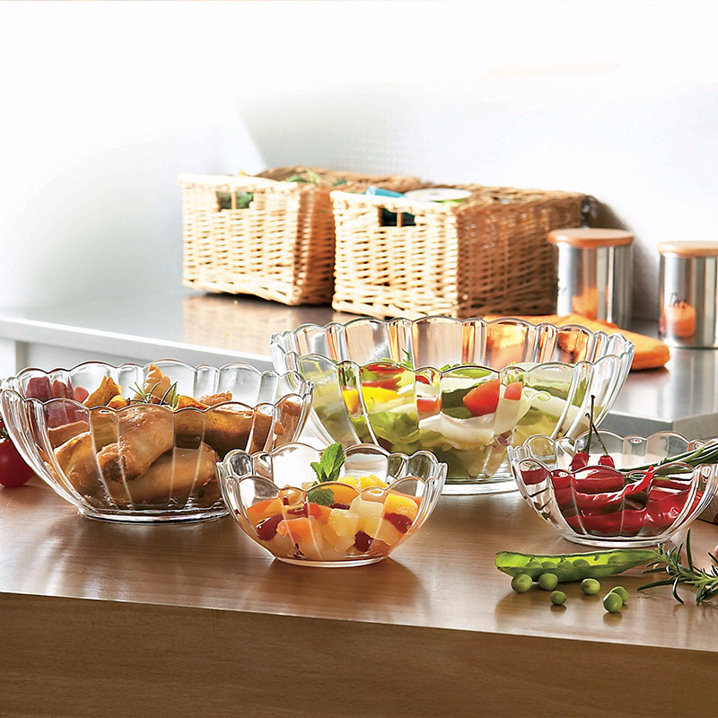 透明玻璃碗果盘沙拉北欧创意家用餐具甜品花边简约水果网红欧式