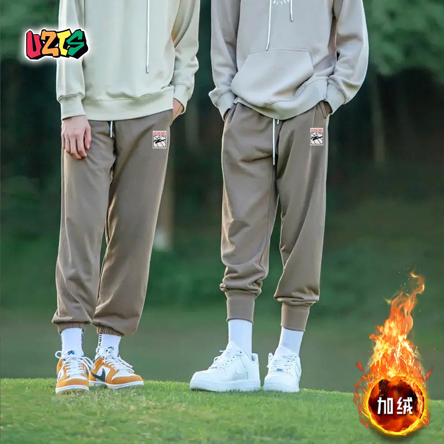 UZIS无侧缝运动长裤男跑步健身休闲宽松篮球卫裤加绒训练束脚裤子