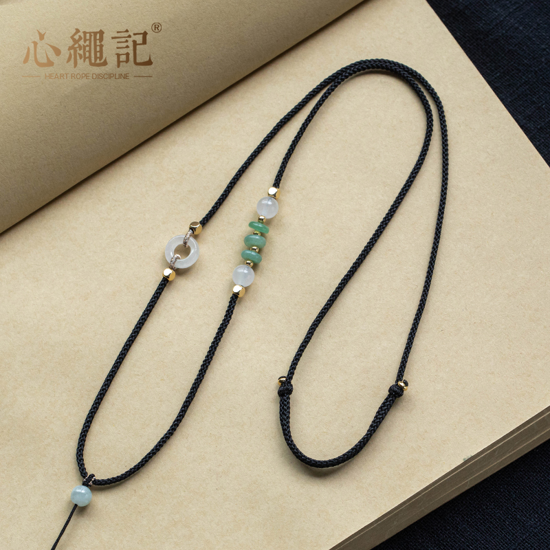 挂坠时尚佩戴玉坠女士平安扣专用玉佛八宝小黄金吊平安锁吊坠绳子