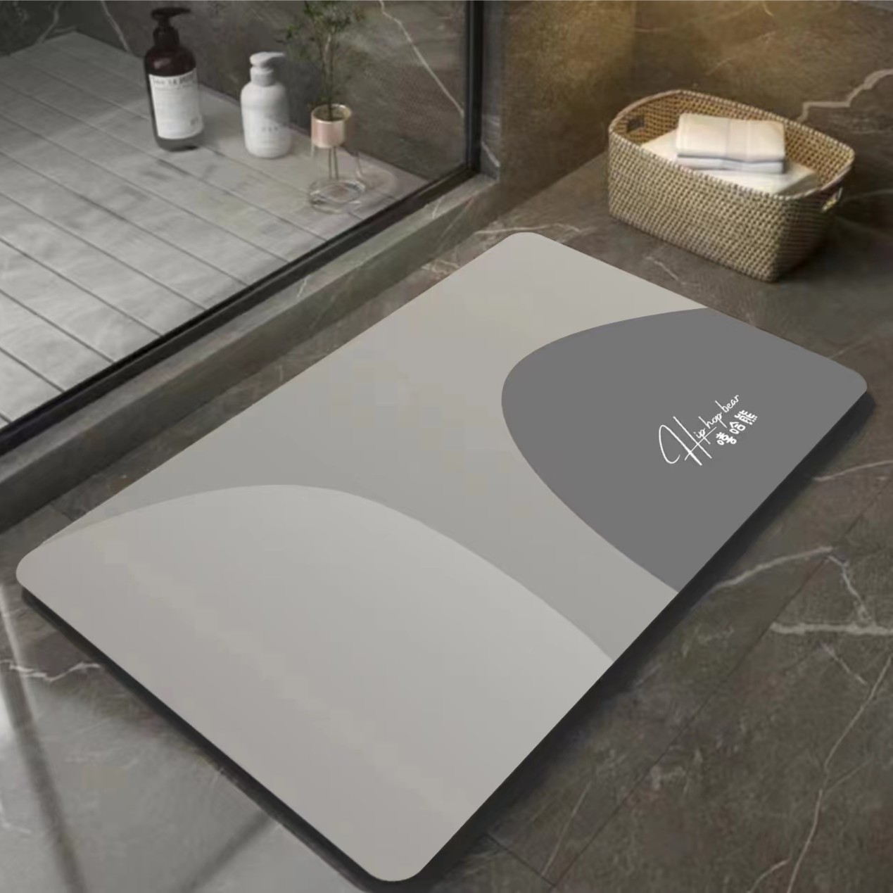 梦动嘻哈熊耐脏黑科技卫生间地垫防滑吸水浴室速干洗手间脚垫橡胶