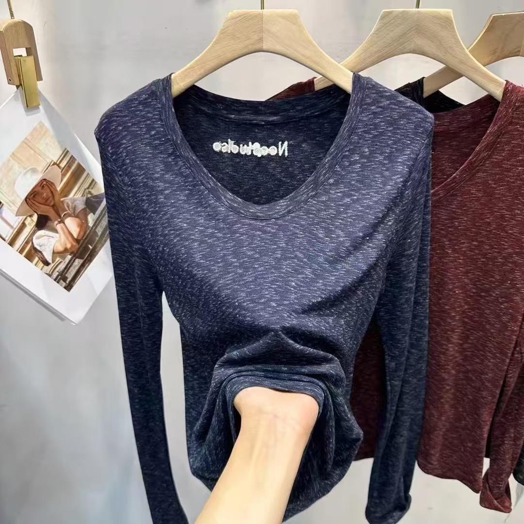 蜗牛家档口新款百搭气质款设计款简约打底衫6633