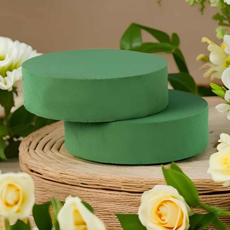 圆形花泥绿色鲜花泥50块100块鲜花泥插花泥干花泥家用花店