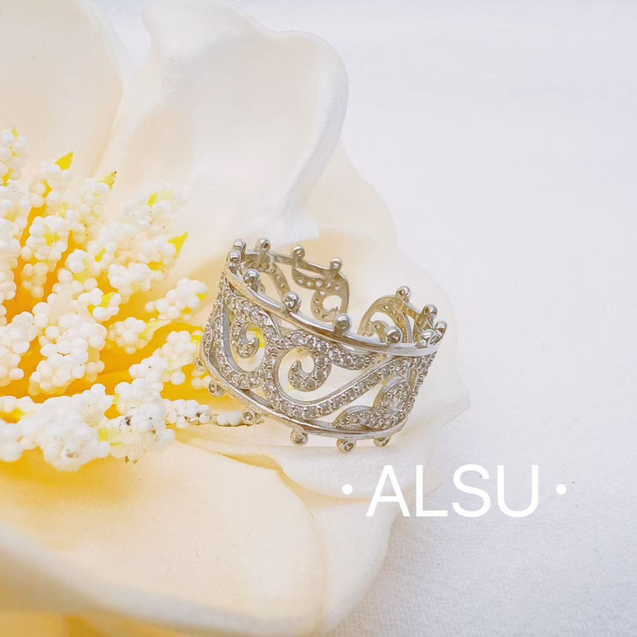 925银锆石戒指 ALSU原创经典民族风925银戒指时尚银制品潮流简约