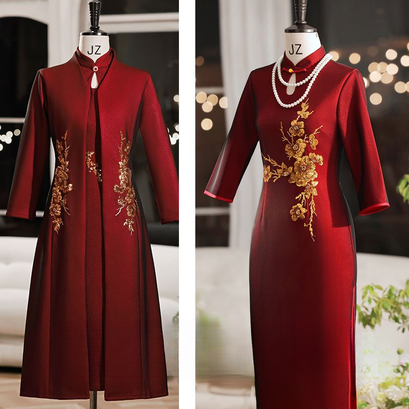 婚礼妈妈礼服高贵丈母娘高端年轻喜婆婆婚宴装旗袍年新款高档大码