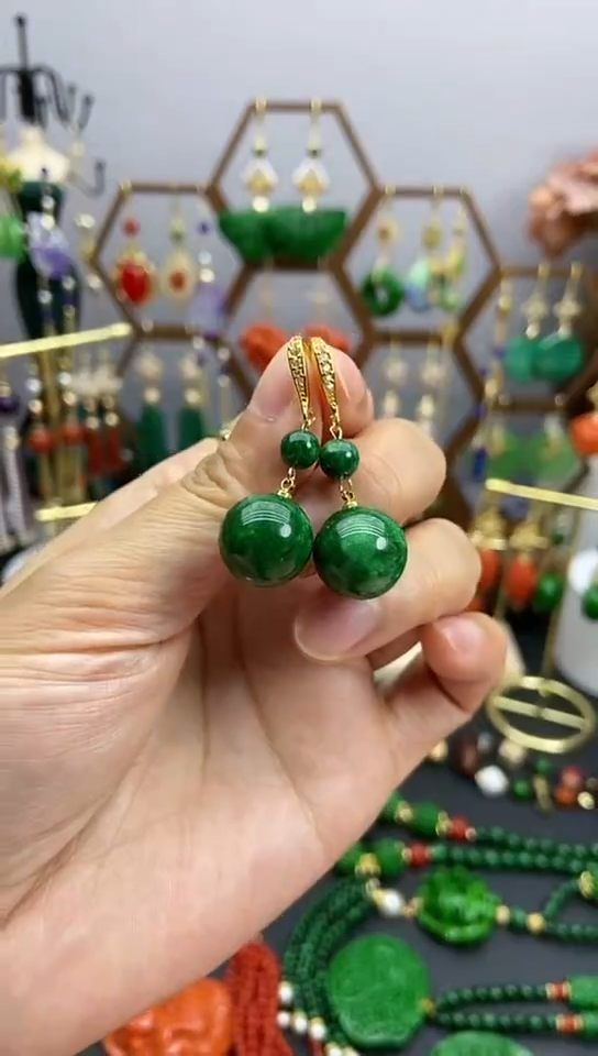 【闪购商品】玛瑙/玉髓耳饰合金干青双珠