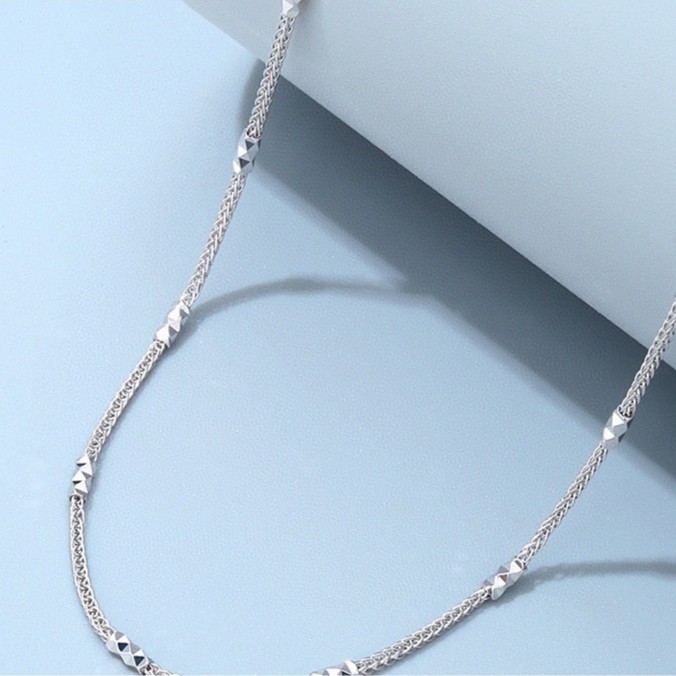 千烁珠宝Pt950铂金女士间镭射柱肖邦锁骨链车花工艺时尚基础链子