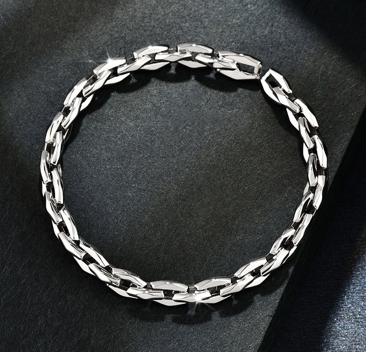 26.67克Pt950铂金男女同款隐形扣十字手链潮流个性时尚百搭朋克风