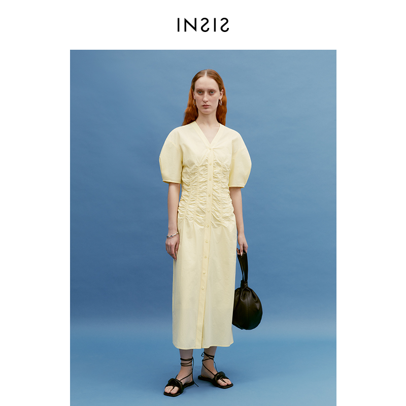 INSIS FEMME酵素高密盐缩80S长绒棉新款显瘦度假风连身裙