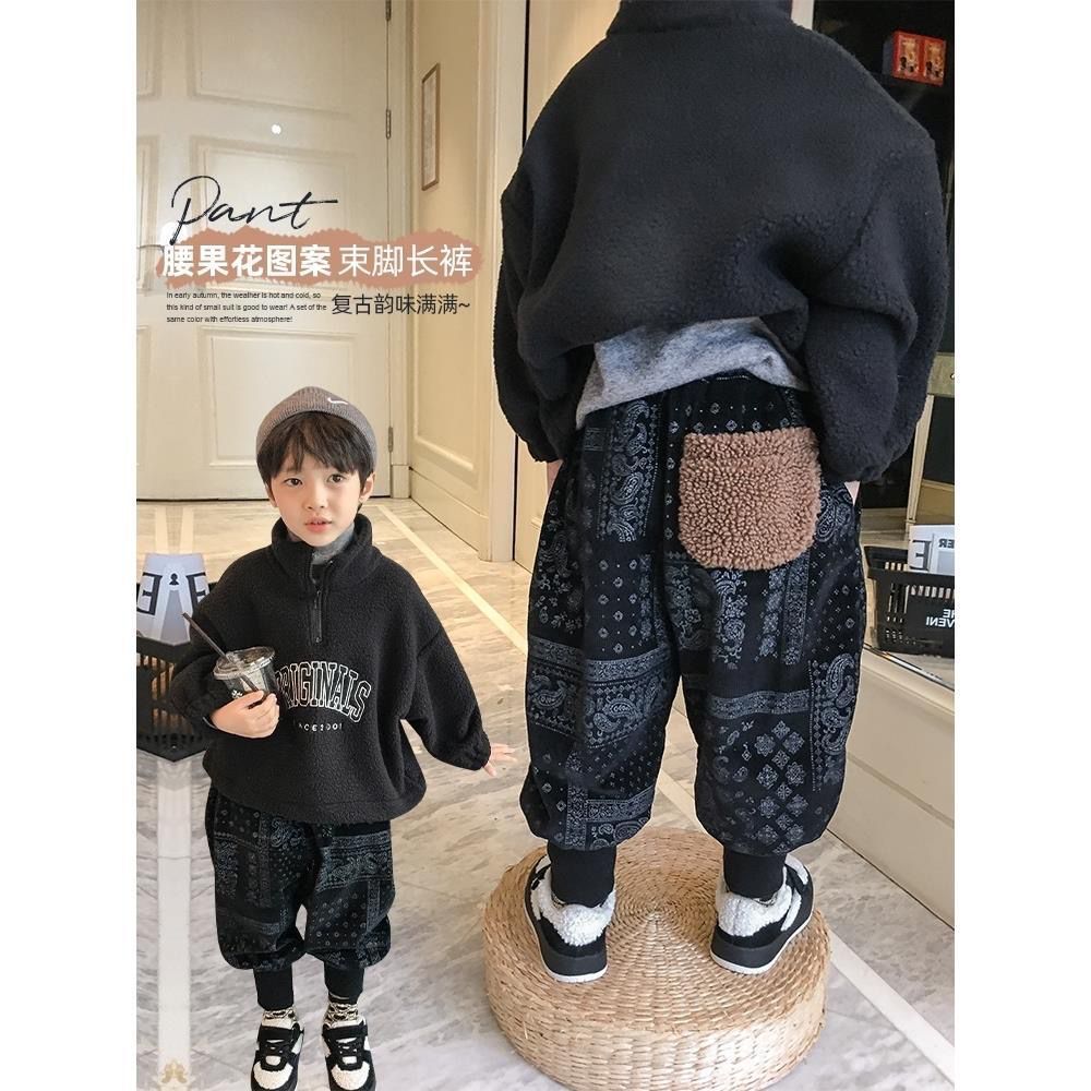 秋冬上新男童加绒裤子2023年款儿童休闲裤洋气保暖中小童加厚