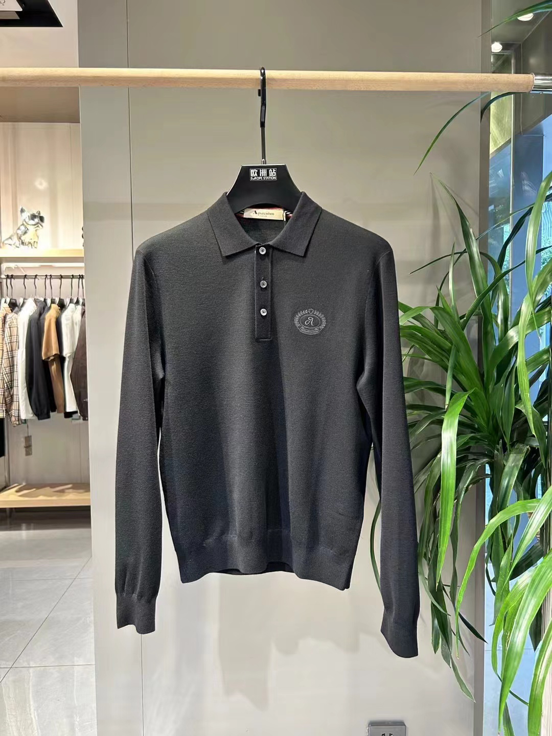 欧洲站2024长袖翻领毛衣商务金典百搭