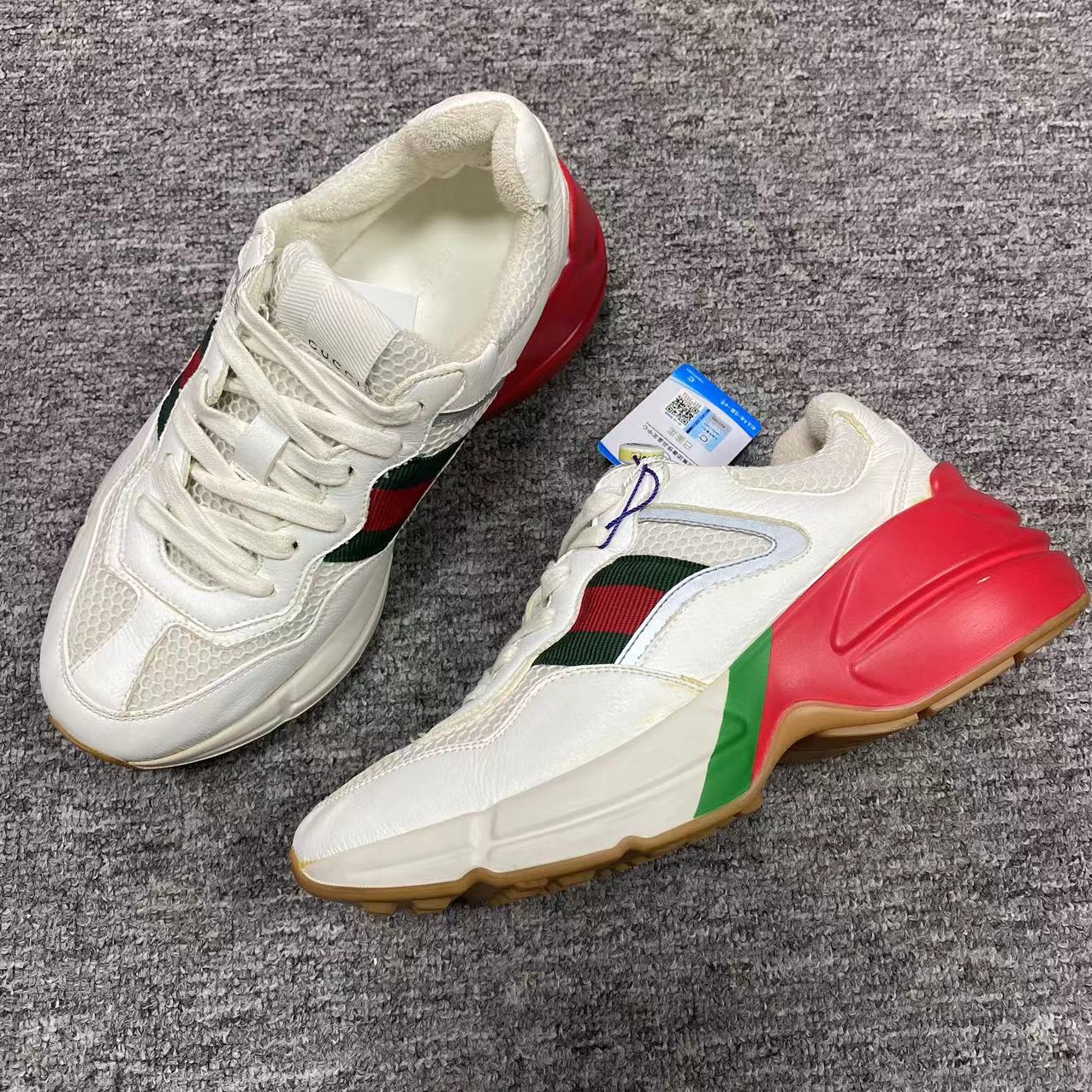 95新 GUCCI/古驰 36码/无配件白色时尚潮流厚底低帮女士老爹鞋520