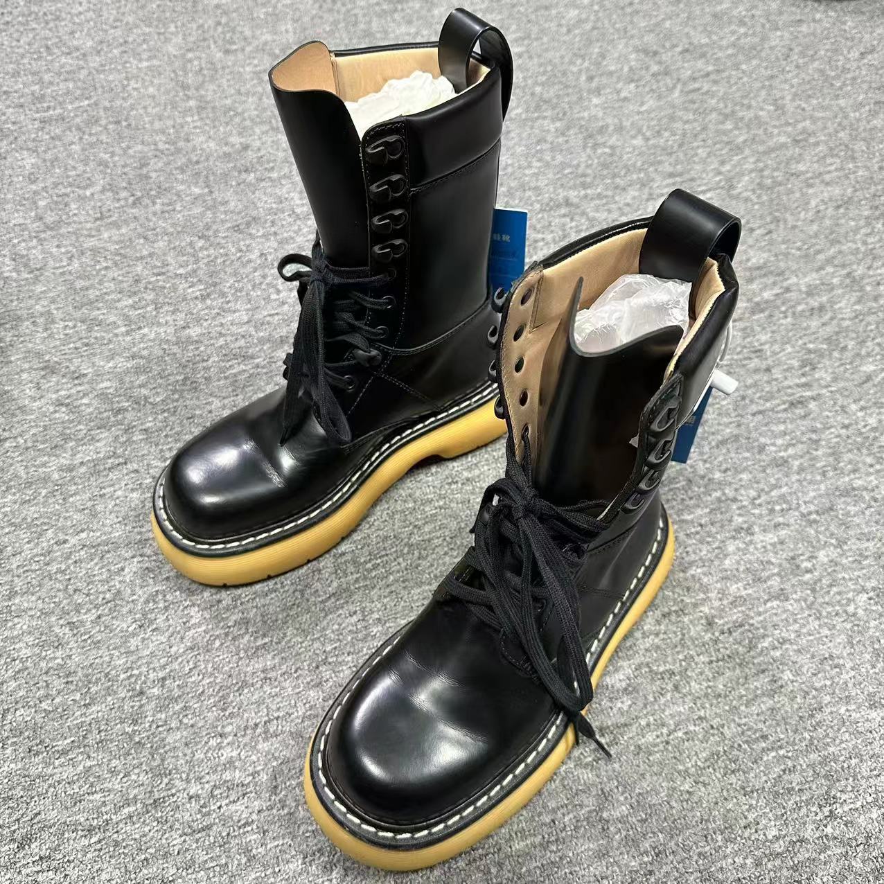 99新 BOTTEGA VENETA/葆蝶家 37.5码/仔仔女鞋 黑色马丁靴 wsp059