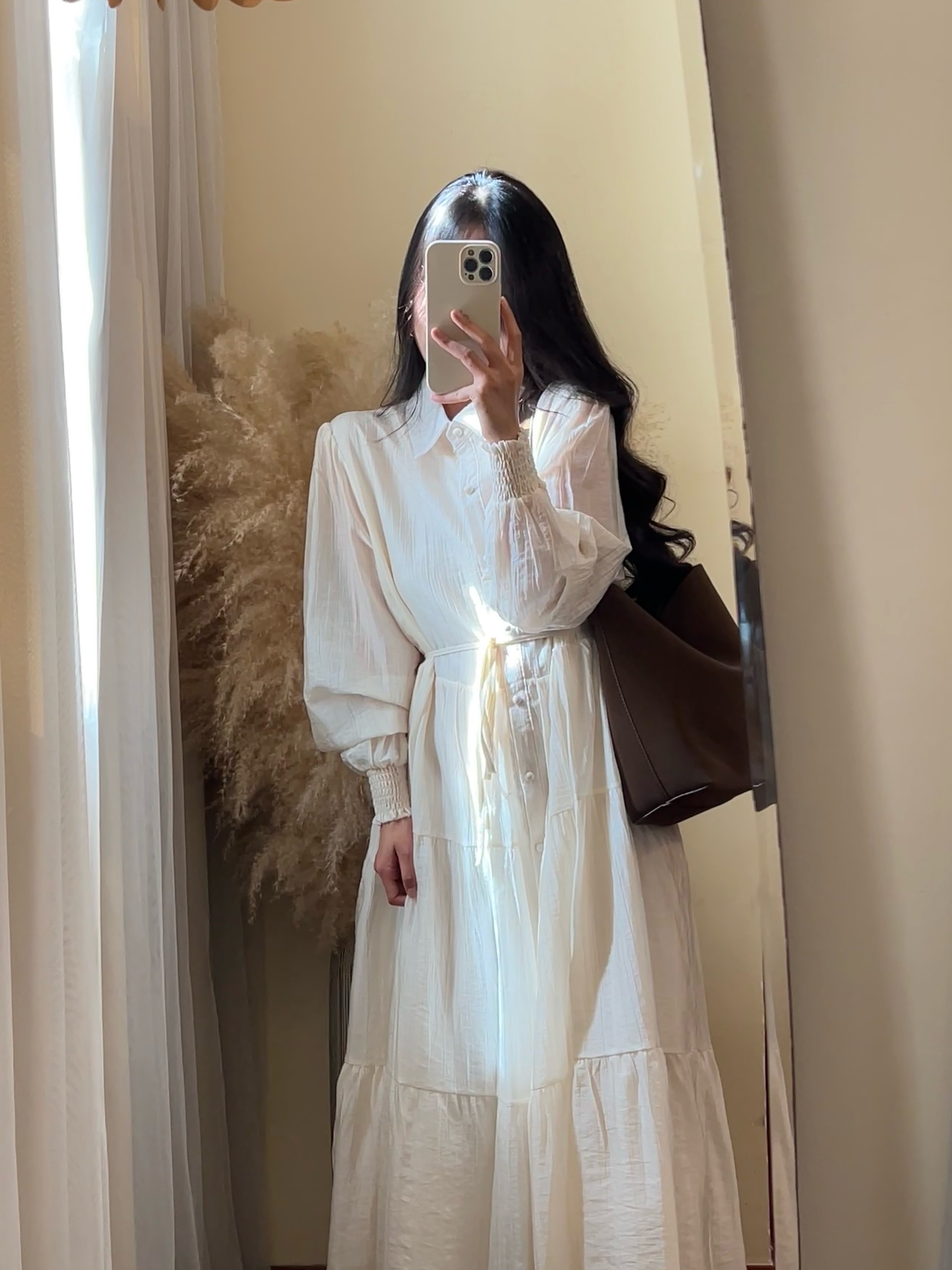 【ROUROU】蝴蝶情书｜清冷风纯色百搭减龄温柔百搭排扣连衣裙Ro-2586