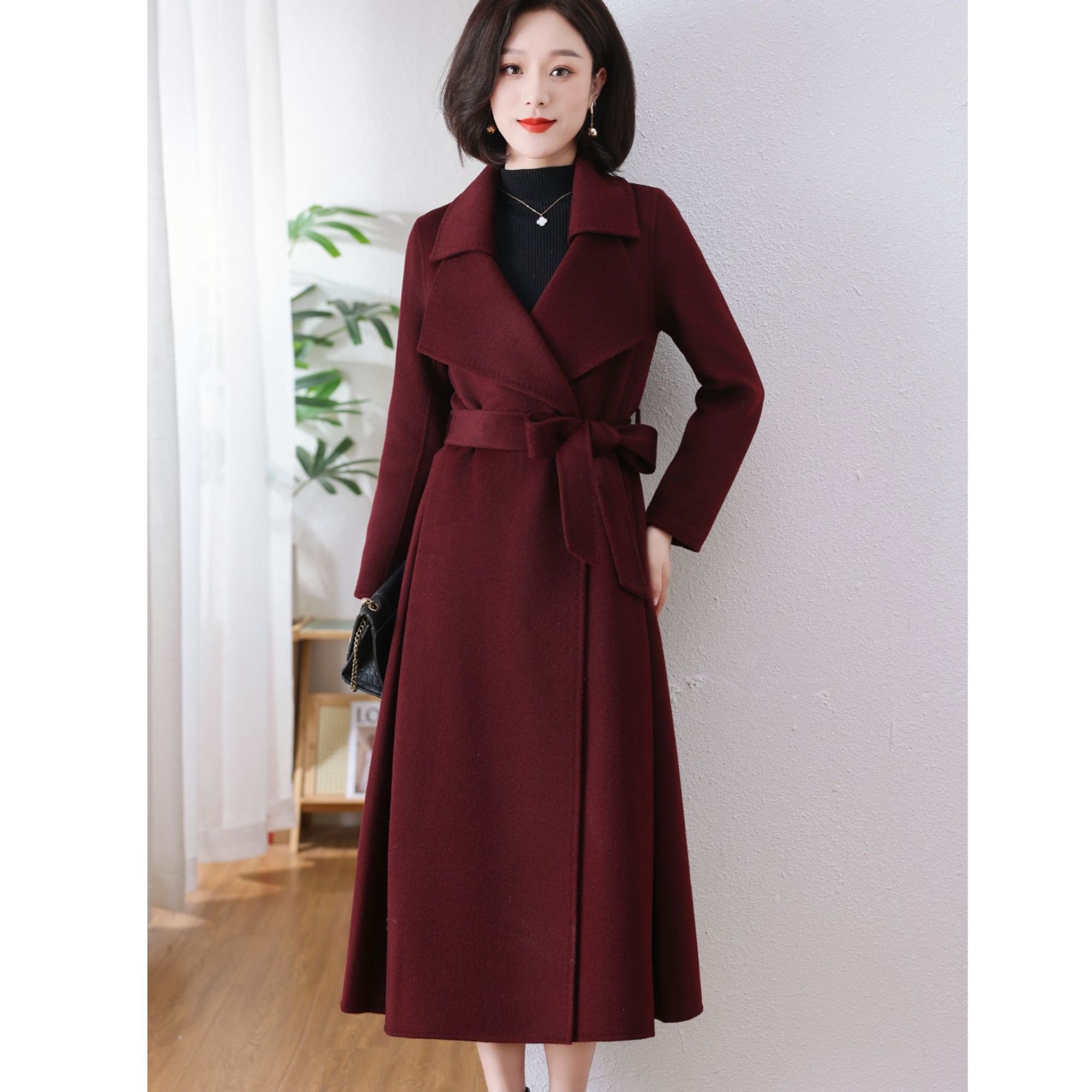 ziyang/孜洋秋冬新款百分百双面绵羊毛大衣高端显瘦气质百搭8559