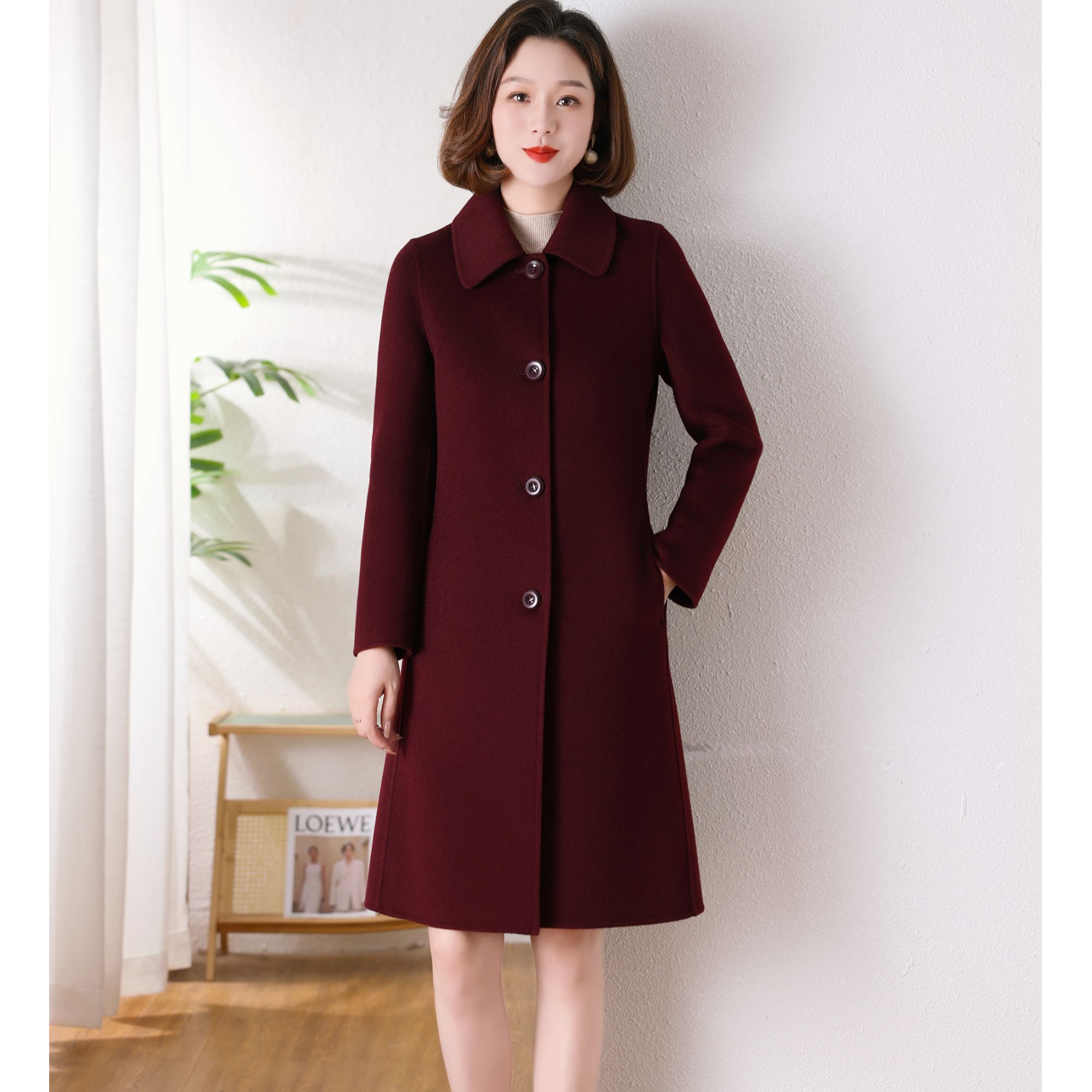 ziyang/孜洋秋冬新款百分百双面绵羊毛大衣高端显瘦气质百搭L2317