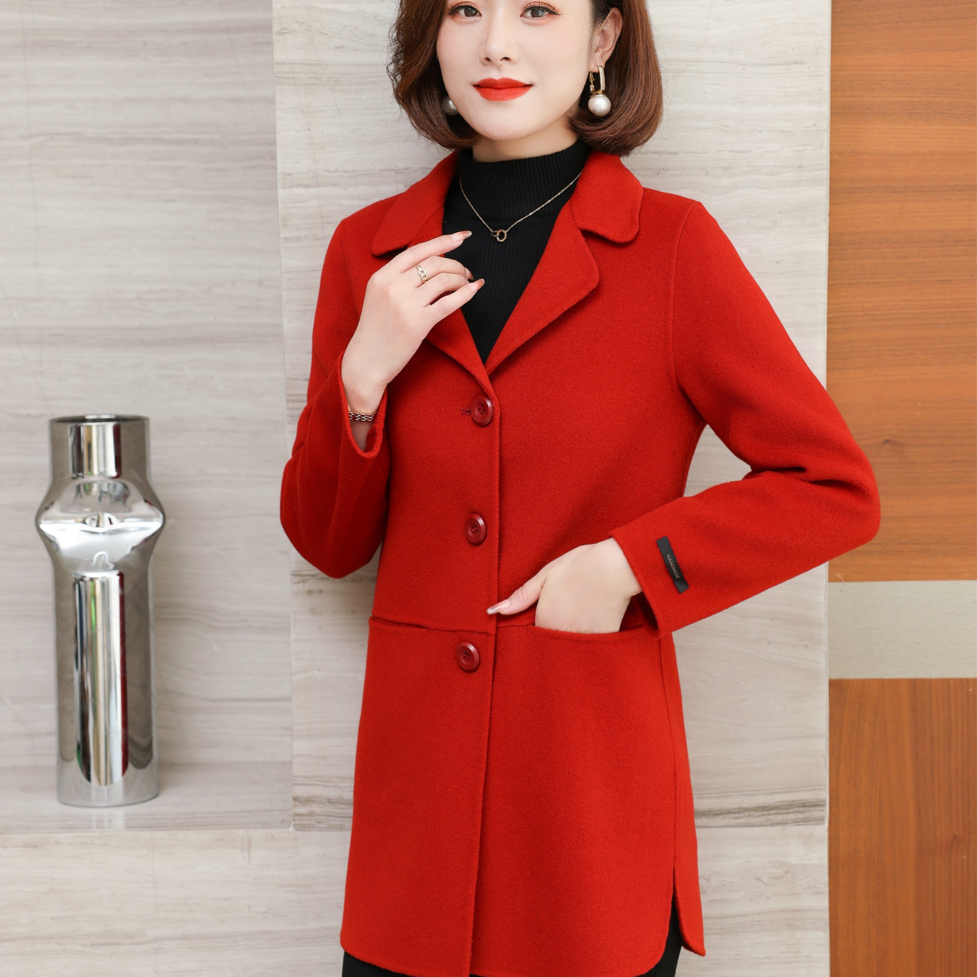 ziyang/孜洋秋冬新款百分百双面绵羊毛大衣高端显瘦气质百搭2312