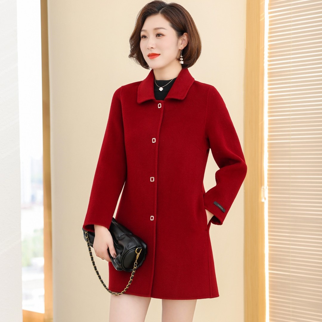 ziyang/孜洋秋冬新款百分百双面绵羊毛大衣高端显瘦气质百搭8010