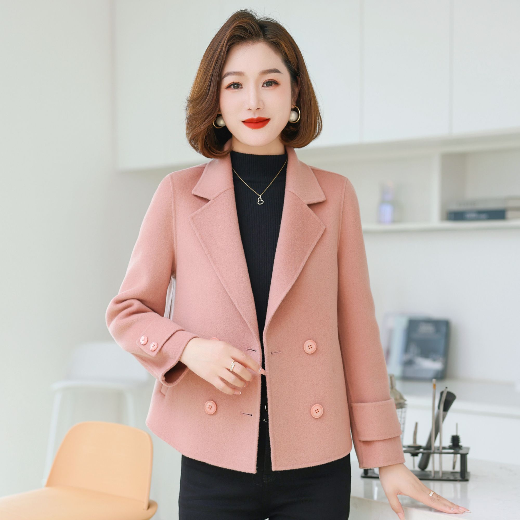 ziyang/孜洋秋冬新款百分百双面绵羊毛大衣高端显瘦气质百搭2405