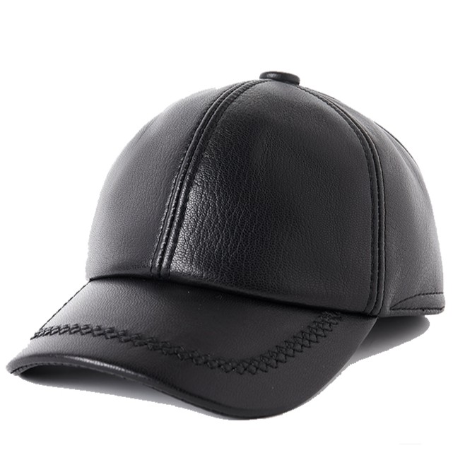 真皮帽子男士中年户外封口棒球帽秋冬季复古薄款保暖羊皮鸭舌帽潮