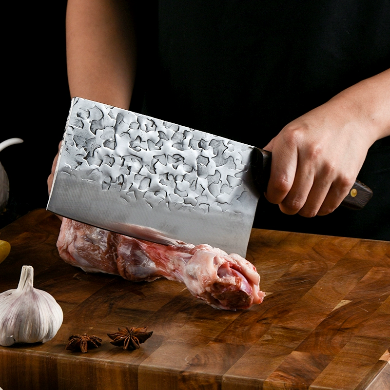 家用菜刀不锈钢刀身锻打锋利耐用切片刀切菜切肉刀厨房锤纹刀具